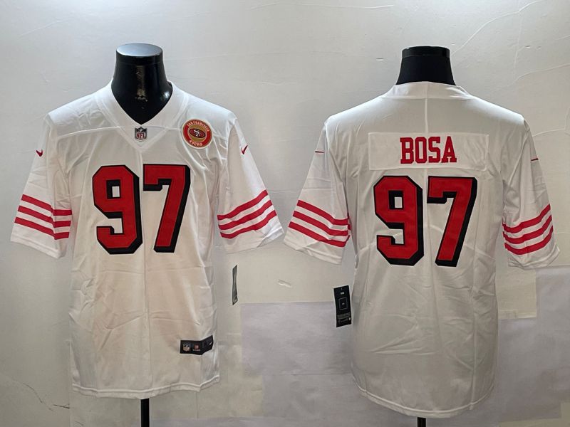 Men San Francisco 49ers 97 Bosa White Throwback 2024 Nike Limited NFL Jersey style 01045
